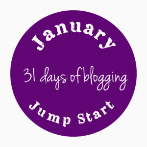 purple badge for "january jump start" a 31 day blogging challenge