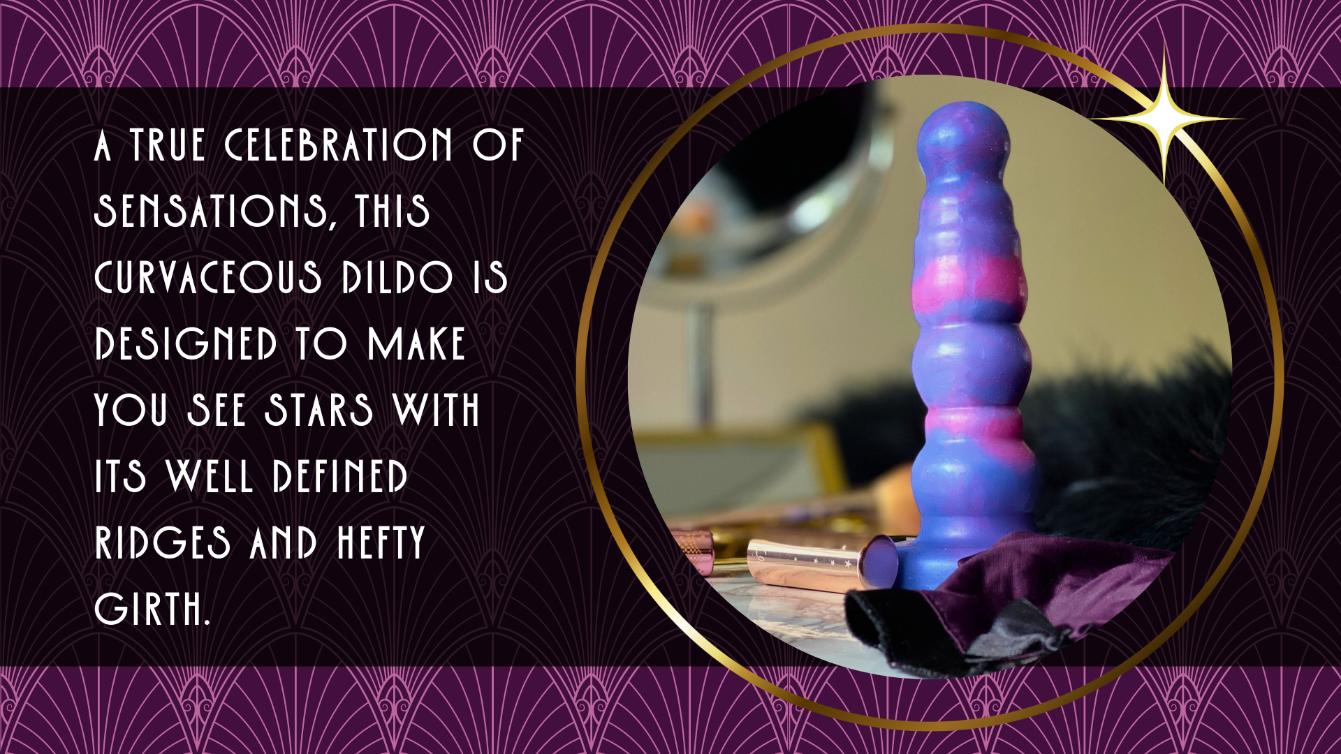 full length image of pink and purple dildo called Harlow by Violet Fawkes